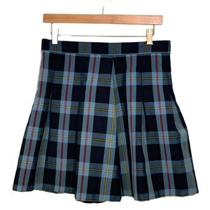 TOMMY HILFIGER High Waist Pleated Mini Skirt Blue Plaid Sz 6 Clueless Preppy